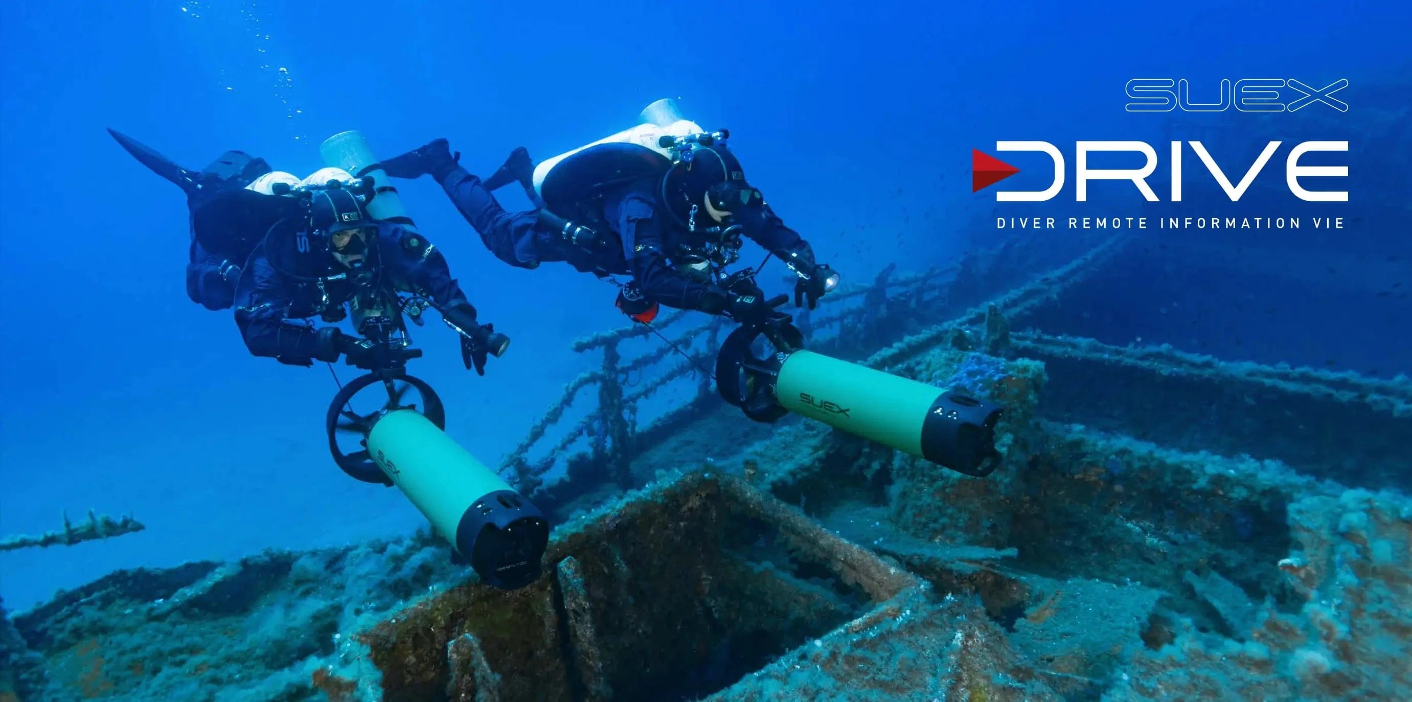 Divers removing underwater remote information via Subex Drive