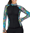 Spacefish Army - Full Zip Up Neon Fish Frenzy Rash Guard